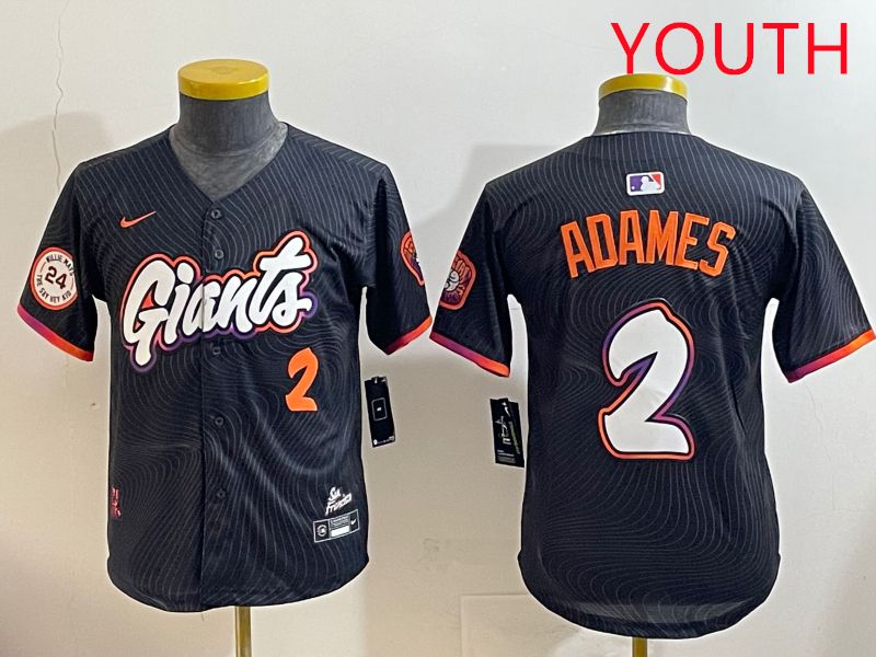 Youth San Francisco Giants #2 Adames Black Joint Name 2025 Nike MLB Jersey style 8